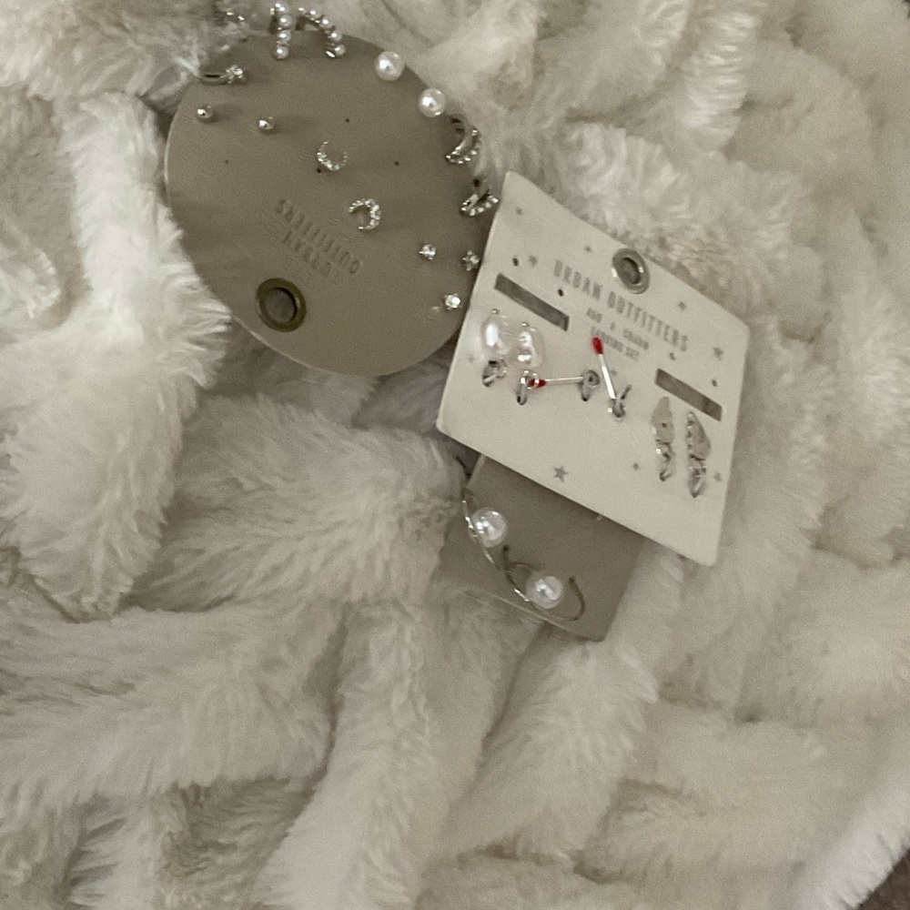 Urban Outfitters Silver and White Earring Collection